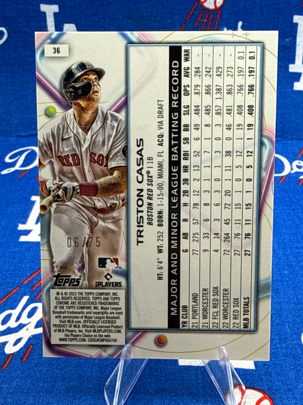 2023 Topps Chrome Triston Casas RC #36 Green Sparkle Parallel Numbered 06/75 Boston Red Sox Raw