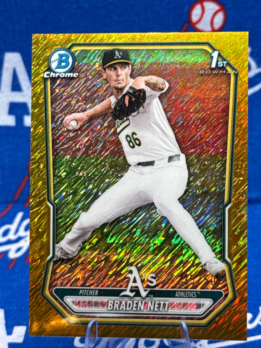 2025 Bowman Chrome Braden Nett 1st Bowman Gold Shimmer Refractor #BCP-137 35/50 Athletics