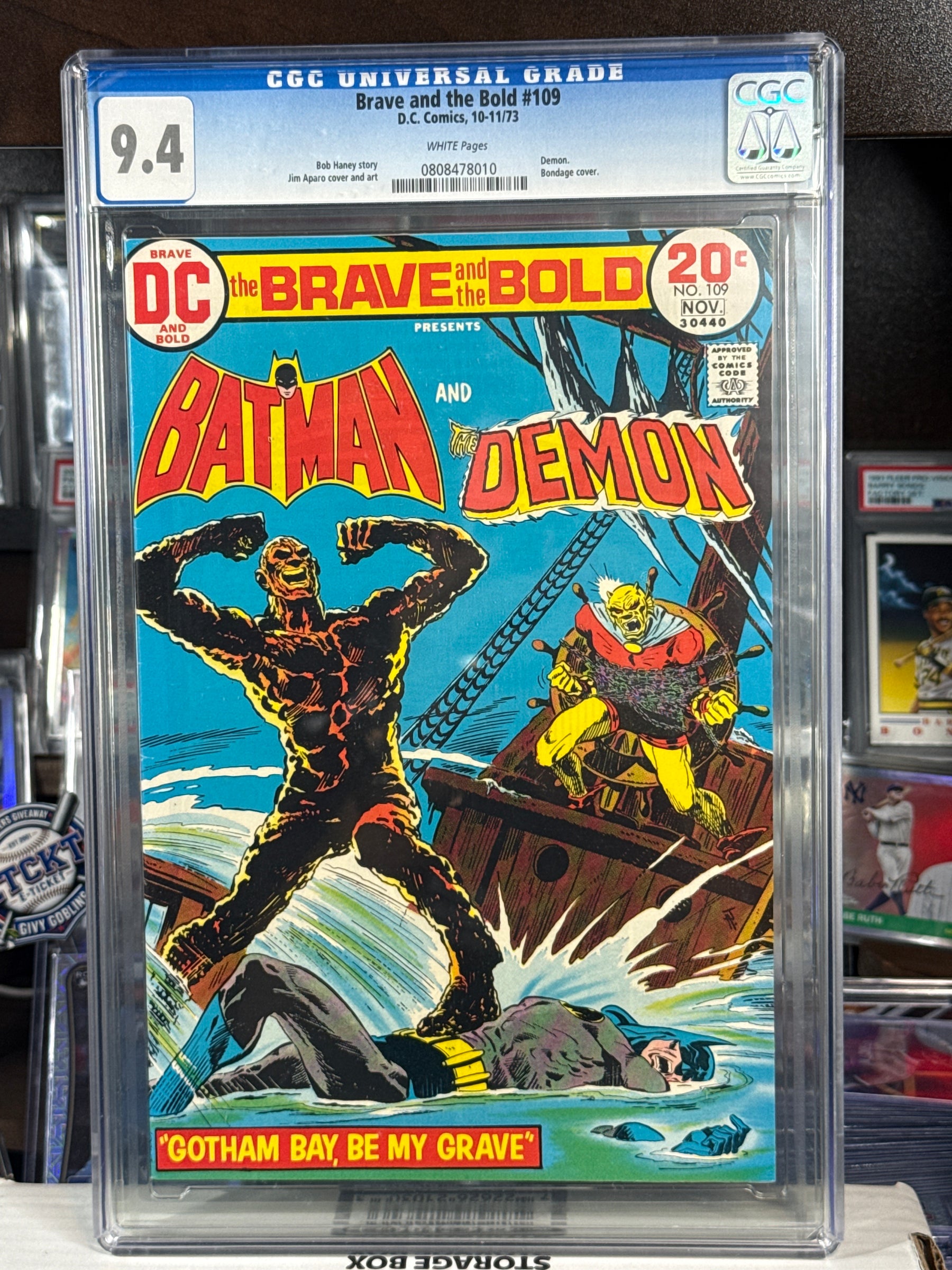 Brave and the Bold #109 CGC 9.4 — DC Comics (Oct/Nov 1973) White Pages — Batman & The Demon — Jim Aparo — Bondage Cover