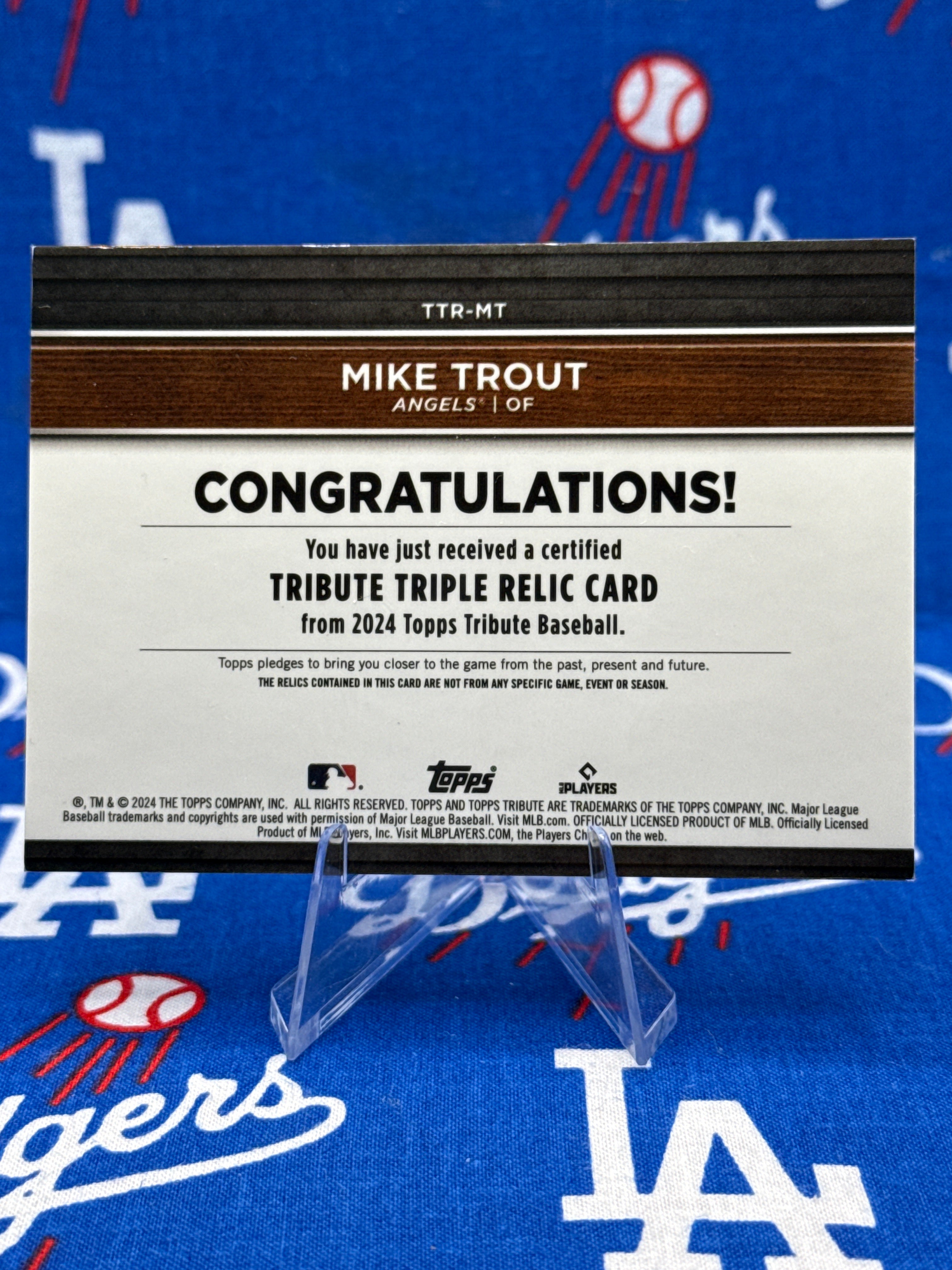 2024 Topps Tribute Mike Trout Tribute Triple Relic TTR-MT 25/25