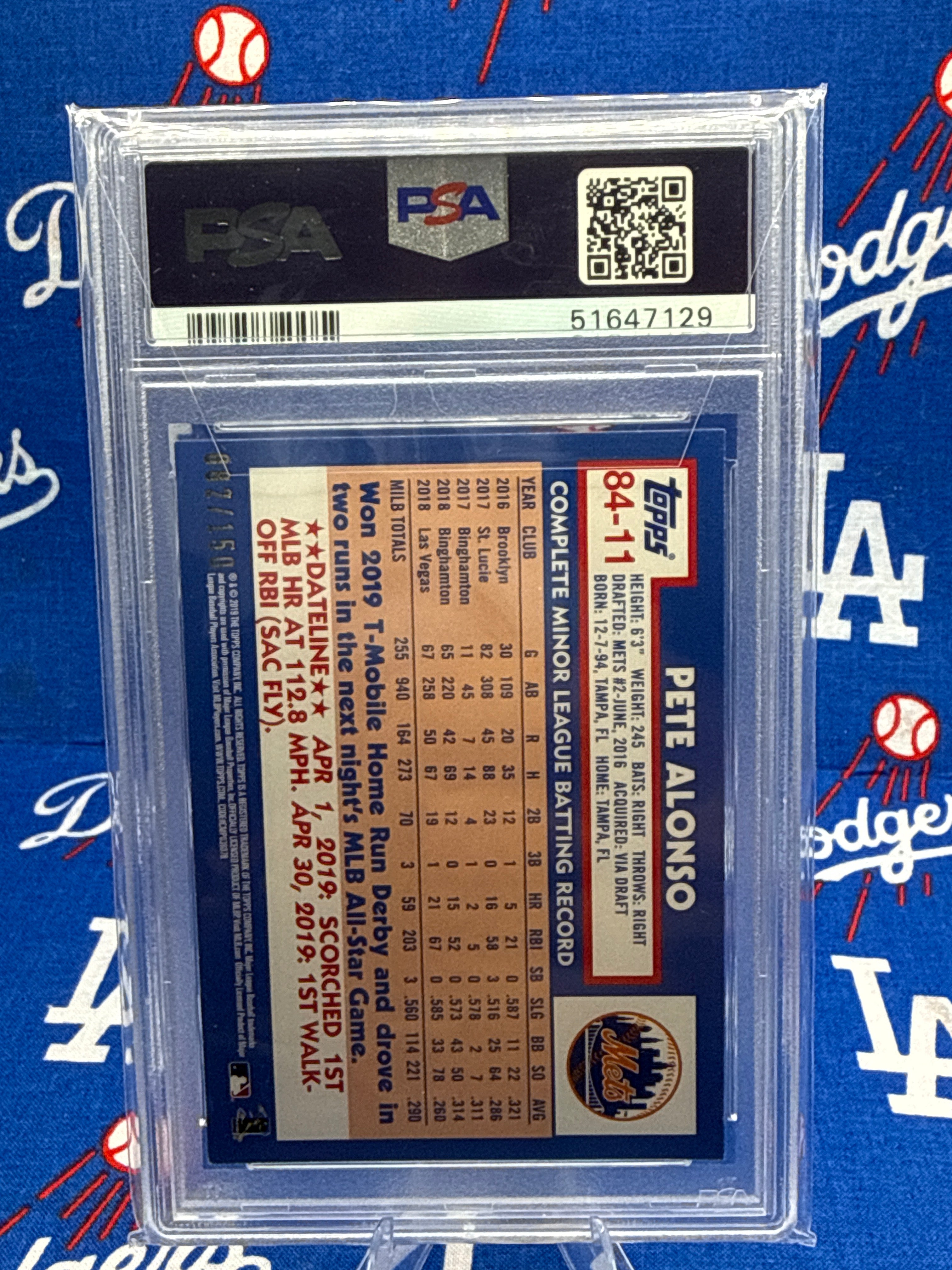 2019 Topps Update Pete Alonso 1984 Topps Buy-Back 150th Anniversary RC #84-11 PSA 9 MINT