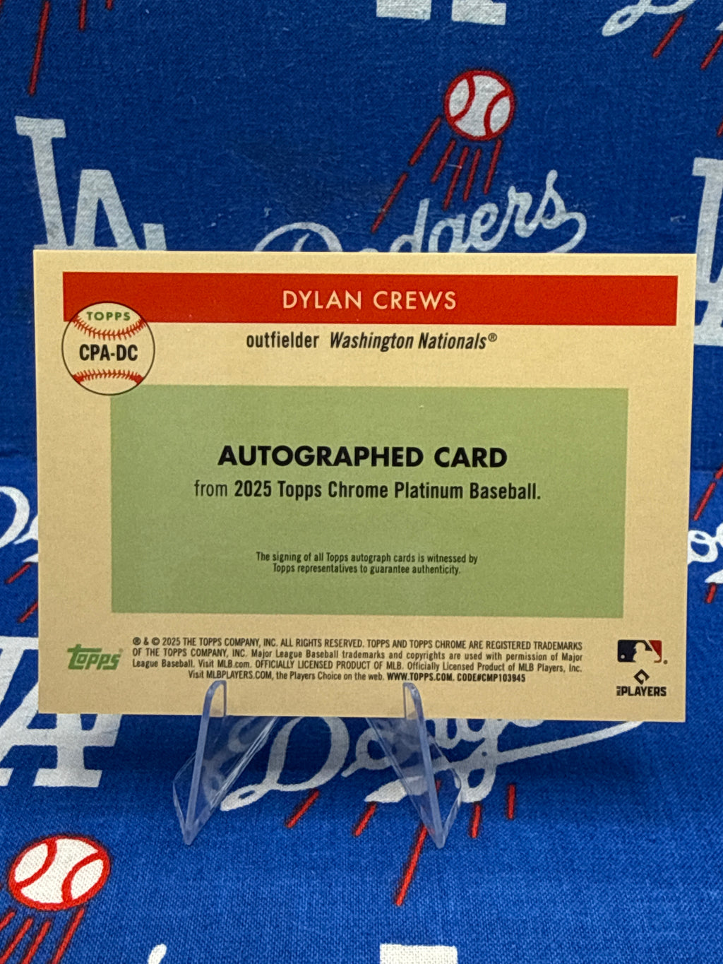 2025 Topps Chrome Platinum Dylan Crews RC Auto #CPA-DC Green Sparkle 54/75