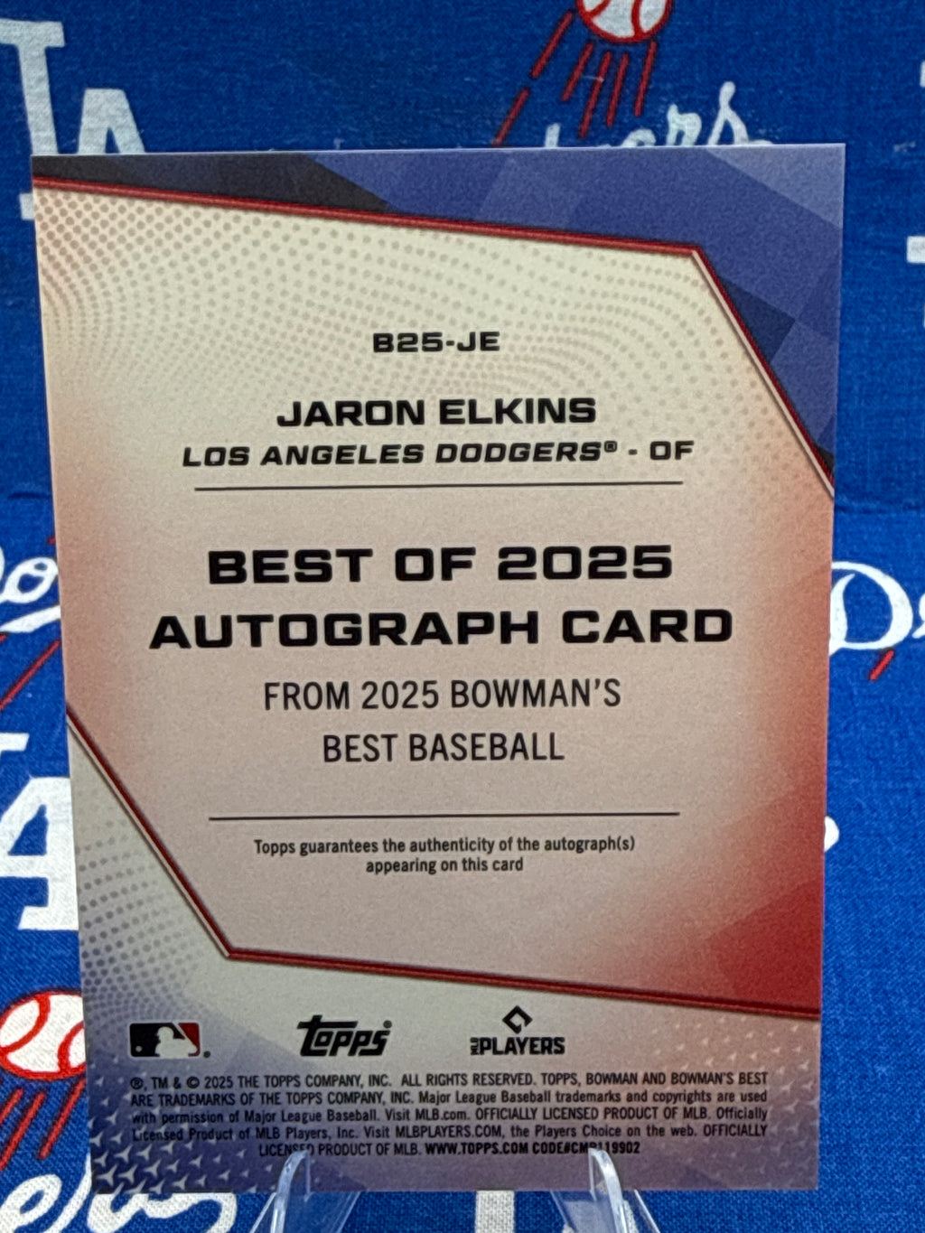 2025 Bowman's Best Jaron Elkins Best of 2025 Autograph #B25-JE Dodgers