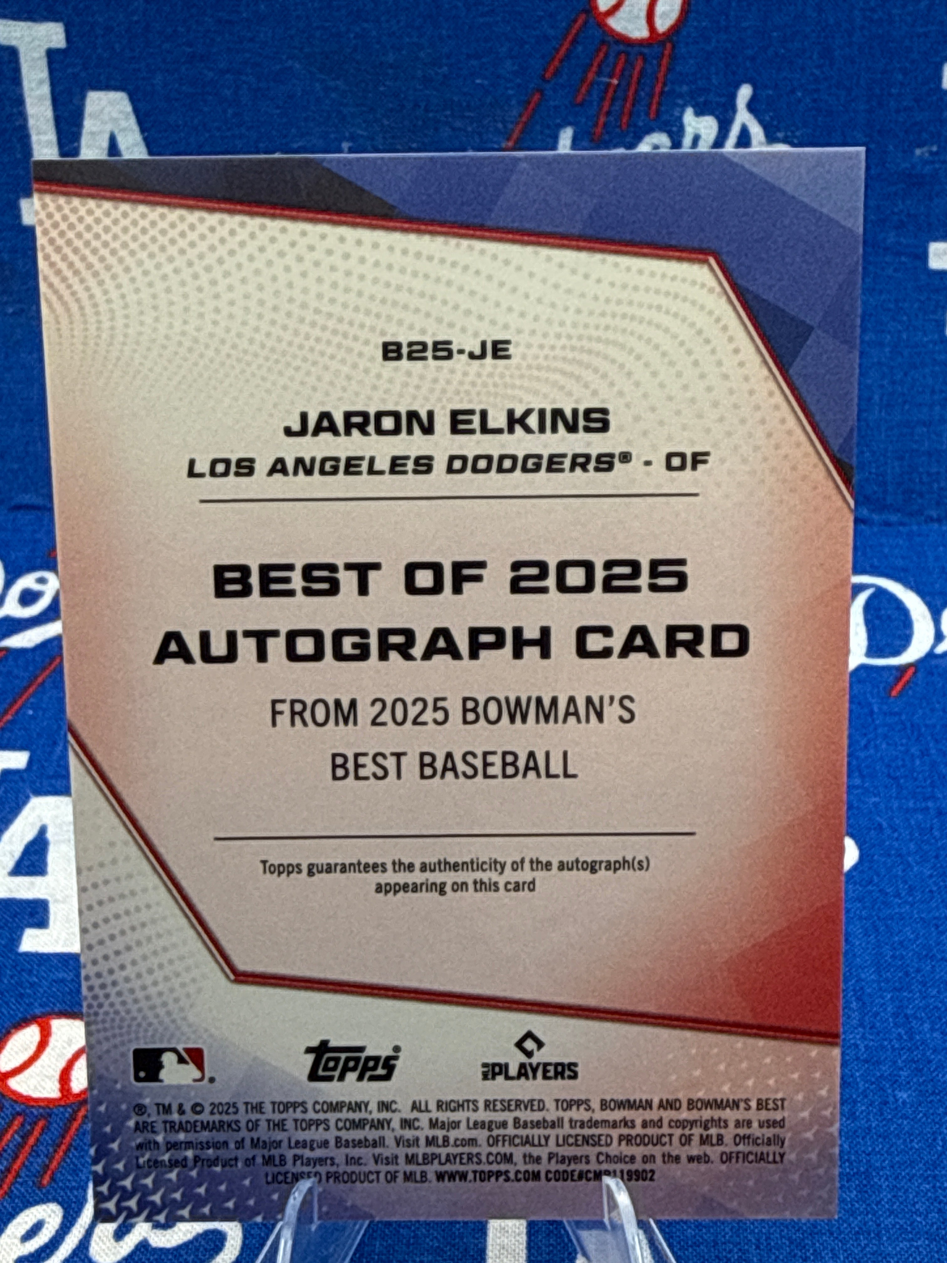 2025 Bowman's Best Jaron Elkins Best of 2025 Autograph #B25-JE Dodgers
