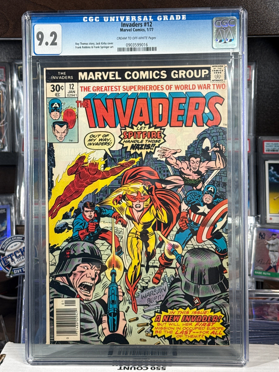 Invaders #12 CGC 9.2 — Marvel Comics (January 1977) — 1st Appearance of Spitfire!