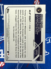2023 Topps Update Series Brice Turang RC #US101 Mother's Day Pink Parallel Numbered 08/50 Milwaukee Brewers Raw