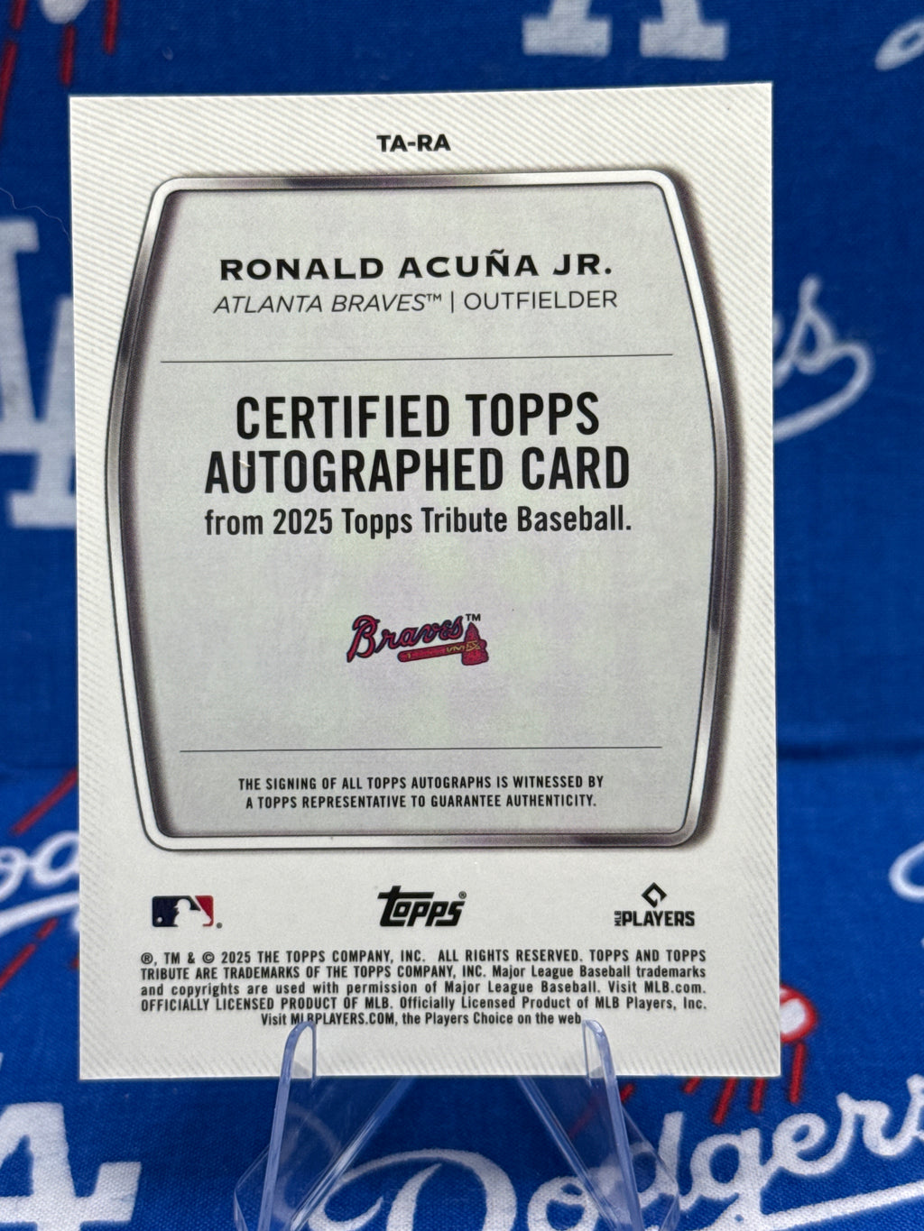 2025 Topps Tribute Ronald Acuña Jr. Certified Auto TA-RA Purple #10/50 Atlanta Braves