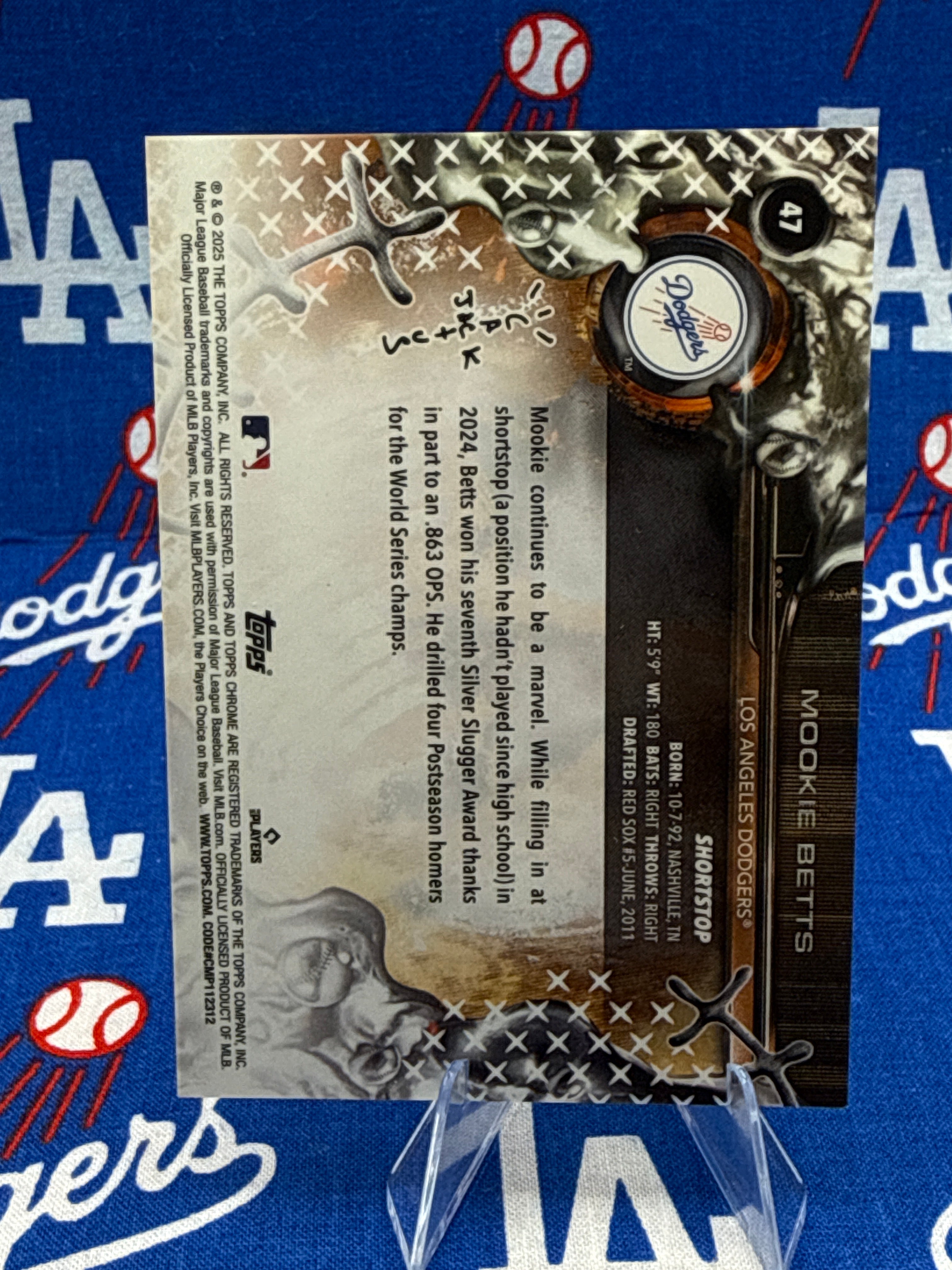 2025 Topps Chrome Mookie Betts Cactus Jack Insert #47 Los Angeles Dodgers Raw