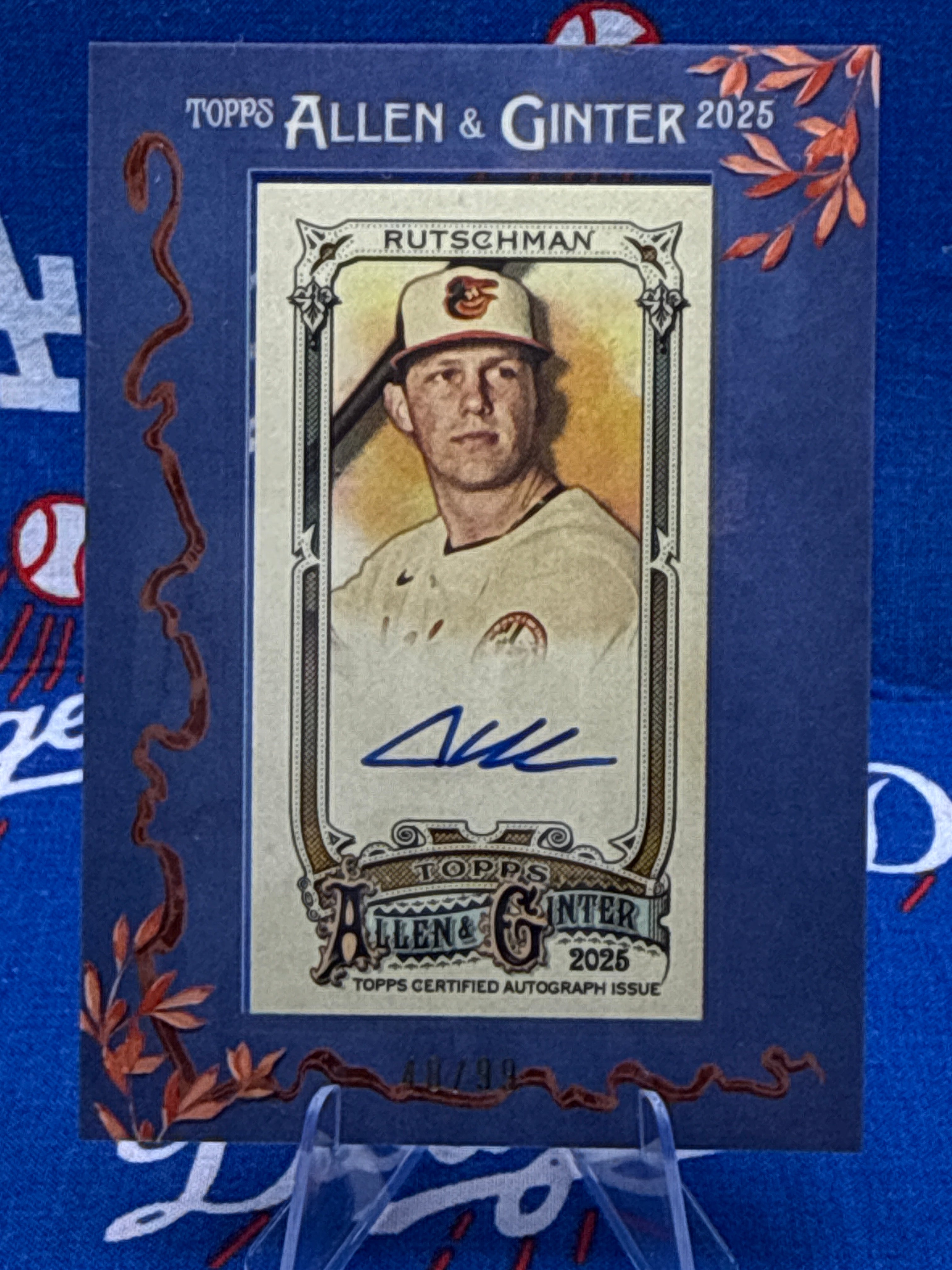 2025 Topps Allen & Ginter Adley Rutschman Mini Autograph #MA-ARU /99 20th Anniversary Baltimore Orioles