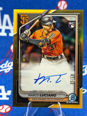 2024 Bowman Chrome Gold Refractor Auto RC Marco Luciano CRA-ML #43/50