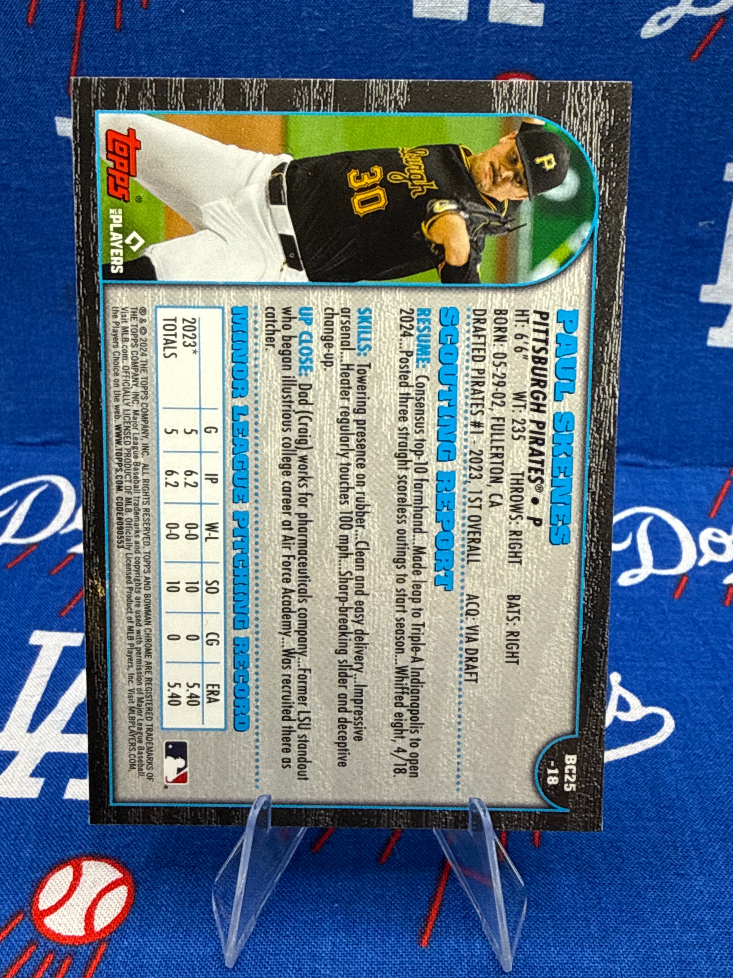 2024 Bowman Chrome 25th Anniversary Paul Skenes RC Auto #BC25-18
